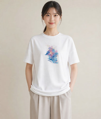 Tシャツ レディース 双子座 星空 宇宙 イラスト お洒落 夏コーデ 通学 白T YMAZO