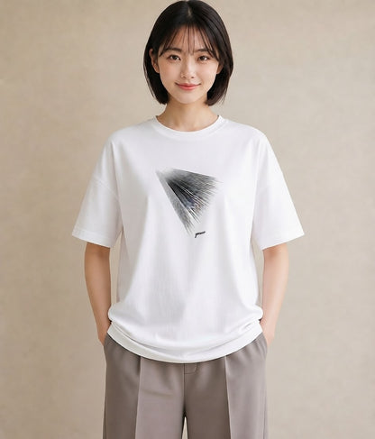プリントTシャツ レディース 幾何学 ミニマル ジオメトリック イラスト 通勤 在宅 白T YMAZO