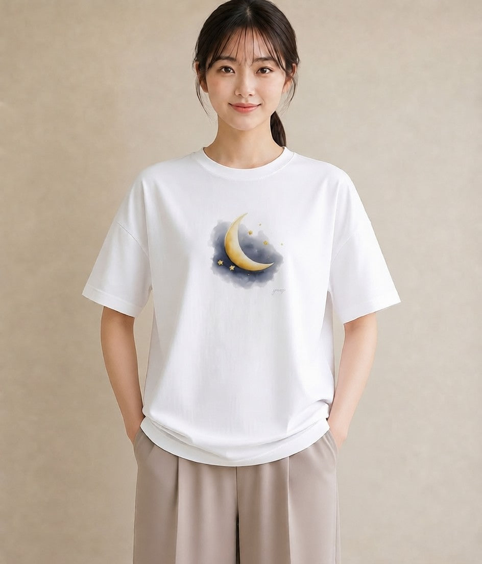 半袖Tシャツ レディース 天の川 星空 宇宙 イラスト ミセス 春コーデ 白T YMAZO