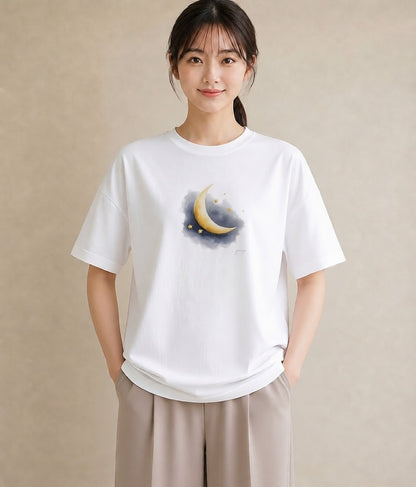半袖Tシャツ レディース 天の川 星空 宇宙 イラスト ミセス 春コーデ 白T YMAZO
