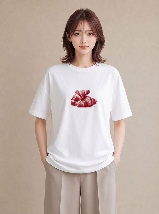 プリントTシャツ レディース パン ベーカリー レトロ イラスト フェミニン ペアコーデ 秋コーデ 白T YMAZO