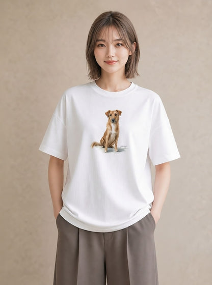Tシャツ レディース 犬好き 犬 いぬ イラスト ゆるコーデ 送別ギフト 通勤 白T YMAZO