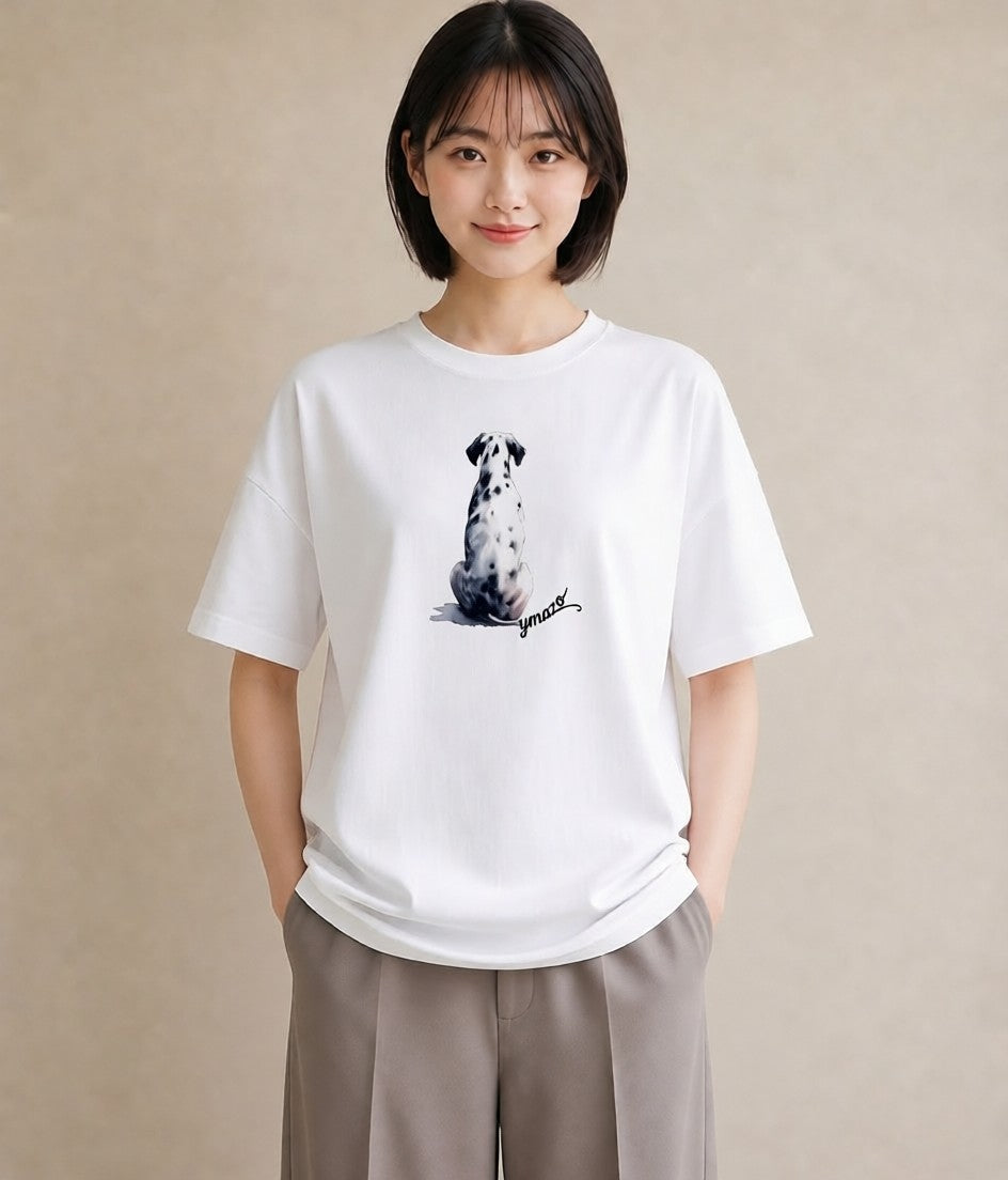 Tシャツ レディース ダルメシアン 犬 いぬ イラスト 休日コーデ 社会人 女性 白T YMAZO