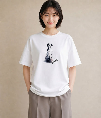Tシャツ レディース ダルメシアン 犬 いぬ イラスト 休日コーデ 社会人 女性 白T YMAZO