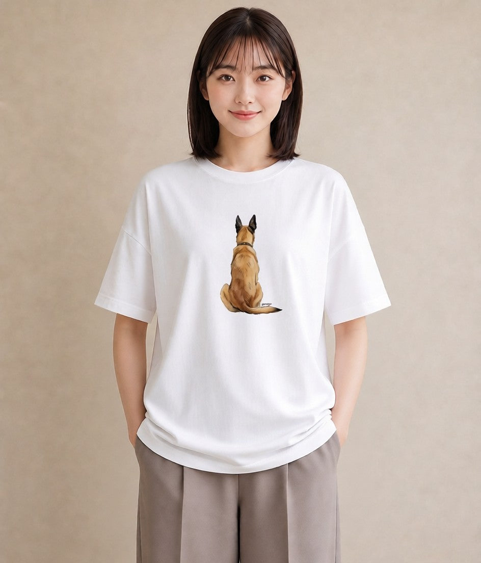 プリントTシャツ レディース ジャーマンシェパード 犬 いぬ イラスト シック 買い物 夏コーデ 白T YMAZO