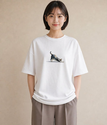 デザインTシャツ レディース 猫の手 猫 ねこ イラスト ポップ 女性 旅行用 白T YMAZO