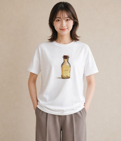 デザインTシャツ レディース ミルク 食べ物 フード イラスト 手描き風 休日 ペアコーデ 白T YMAZO