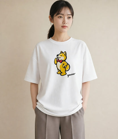 プリントTシャツ レディース 柴犬 しばいぬ 犬 いぬ イラスト こなれ感 夏コーデ 通学 白T YMAZO