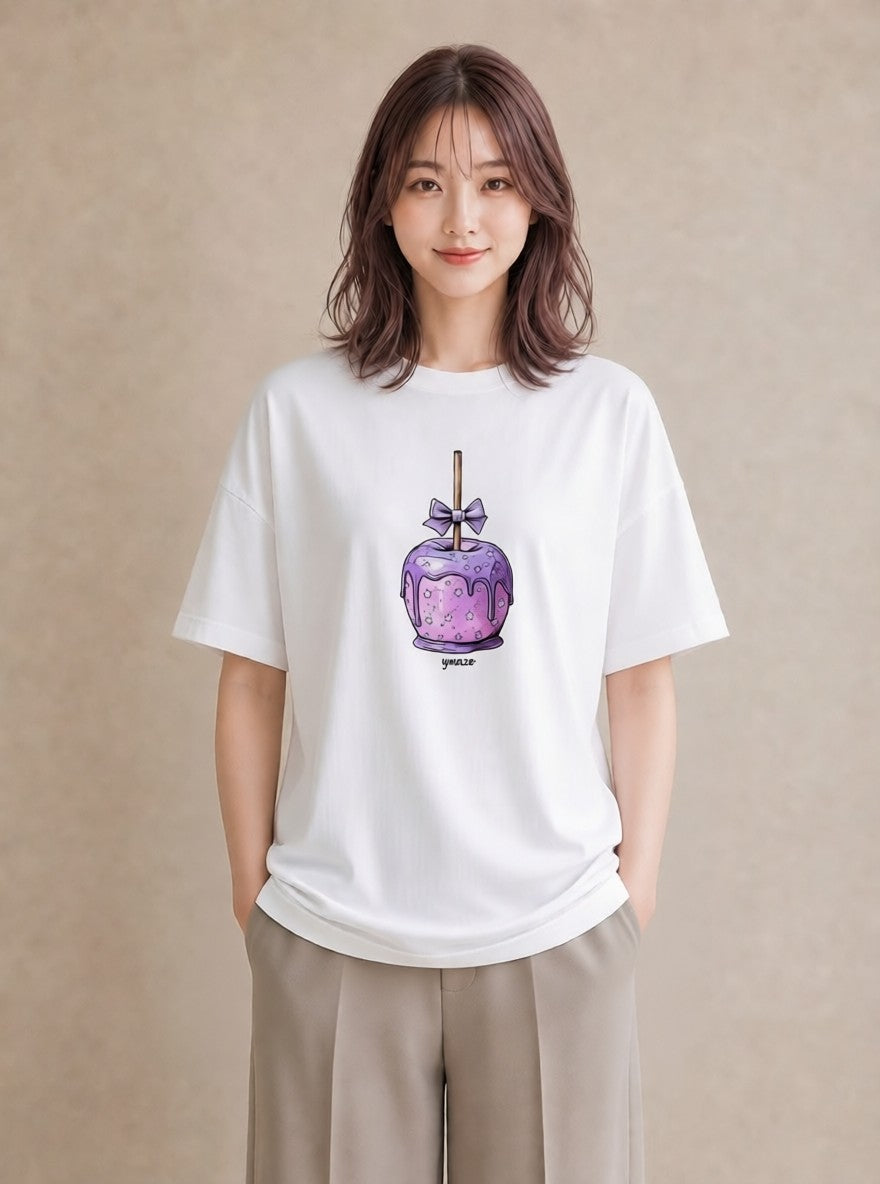 グラフィックTシャツ レディース キャンディ 食べ物 フード イラスト フェミニン 20代 カジュアルコーデ 白T YMAZO