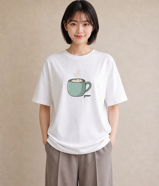 Tシャツ レディース 抹茶 食べ物 フード イラスト ママ カフェ服 白T YMAZO