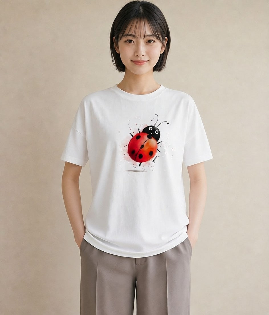 デザインTシャツ レディース アリ 昆虫 虫 イラスト ガーリー 女性向けギフト 散歩 白T YMAZO