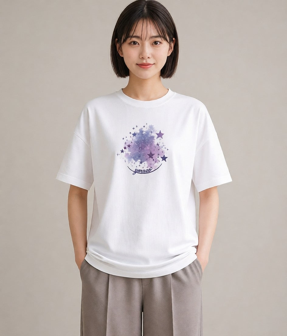 半袖Tシャツ レディース 乙女座 星空 宇宙 イラスト 水彩風 送別ギフト 通勤 白T YMAZO