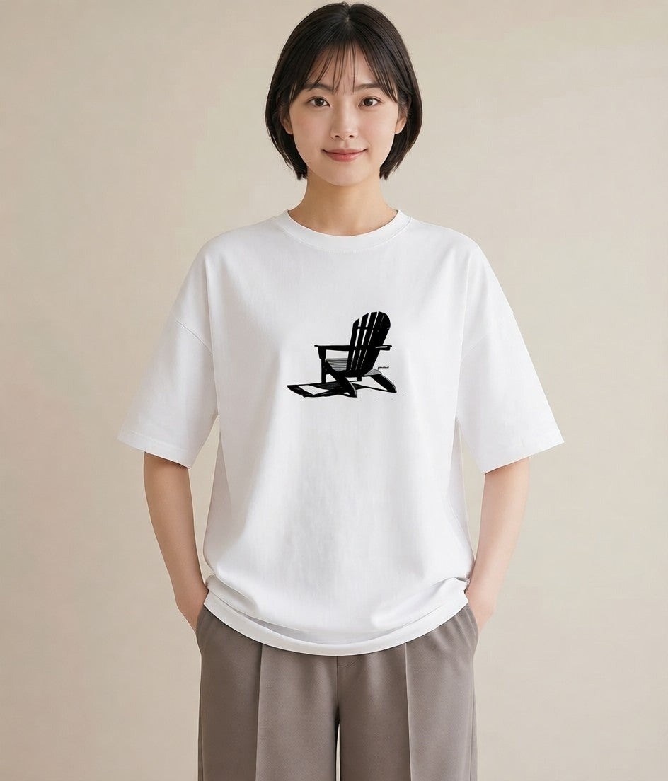 Tシャツ レディース 窓辺の椅子 窓辺 椅子 ナチュラル アンティーク イラスト こなれ感 お揃い 親子 白T YMAZO