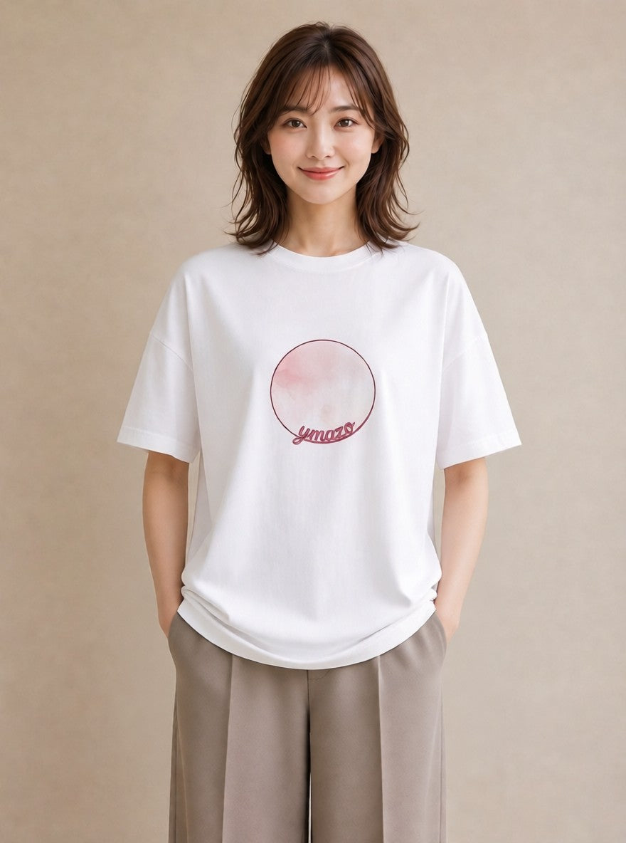 グラフィックTシャツ レディース 紙風船 和紙 ナチュラル アンティーク イラスト 綿100 デート 白T YMAZO
