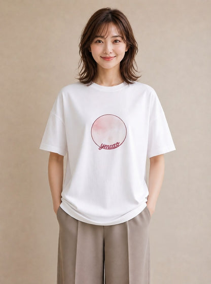 グラフィックTシャツ レディース 紙風船 和紙 ナチュラル アンティーク イラスト 綿100 デート 白T YMAZO