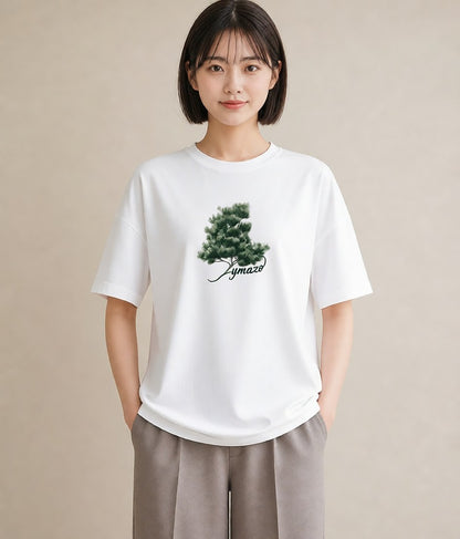 半袖Tシャツ レディース 松ぼっくり 植物 ボタニカル イラスト ラフカジュアル 休日 ペアコーデ 白T YMAZO