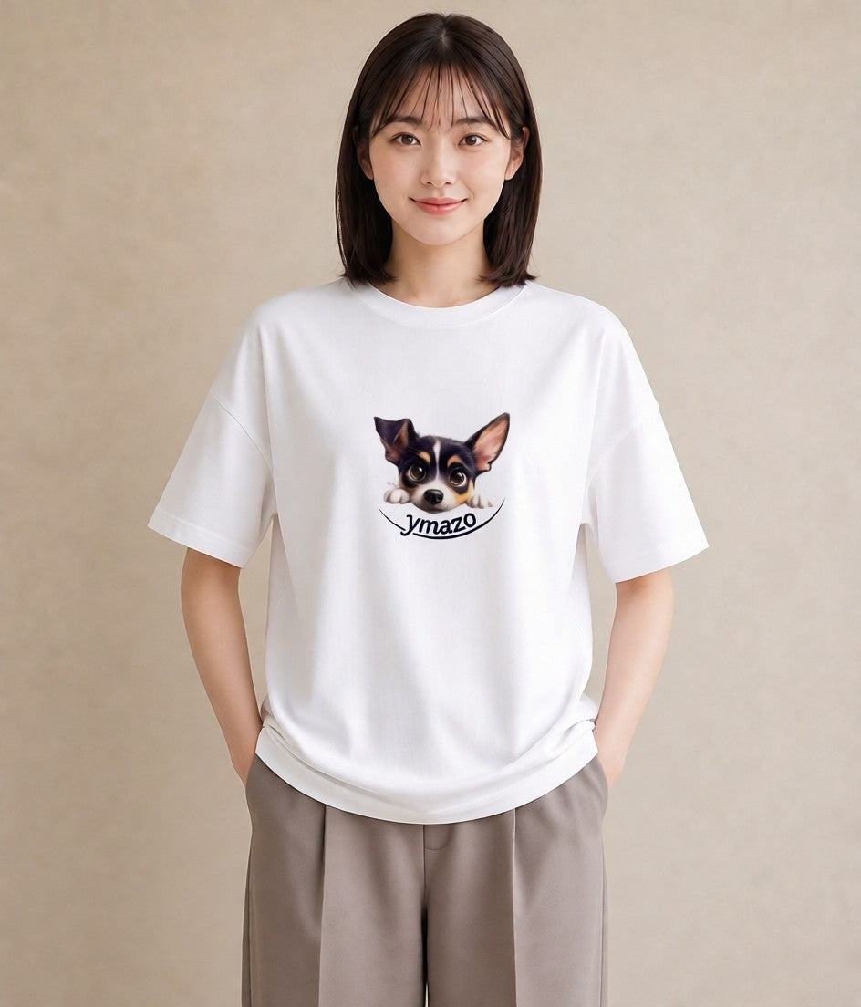 グラフィックTシャツ レディース チワワ 犬 いぬ イラスト モード 買い物 夏コーデ 白T YMAZO
