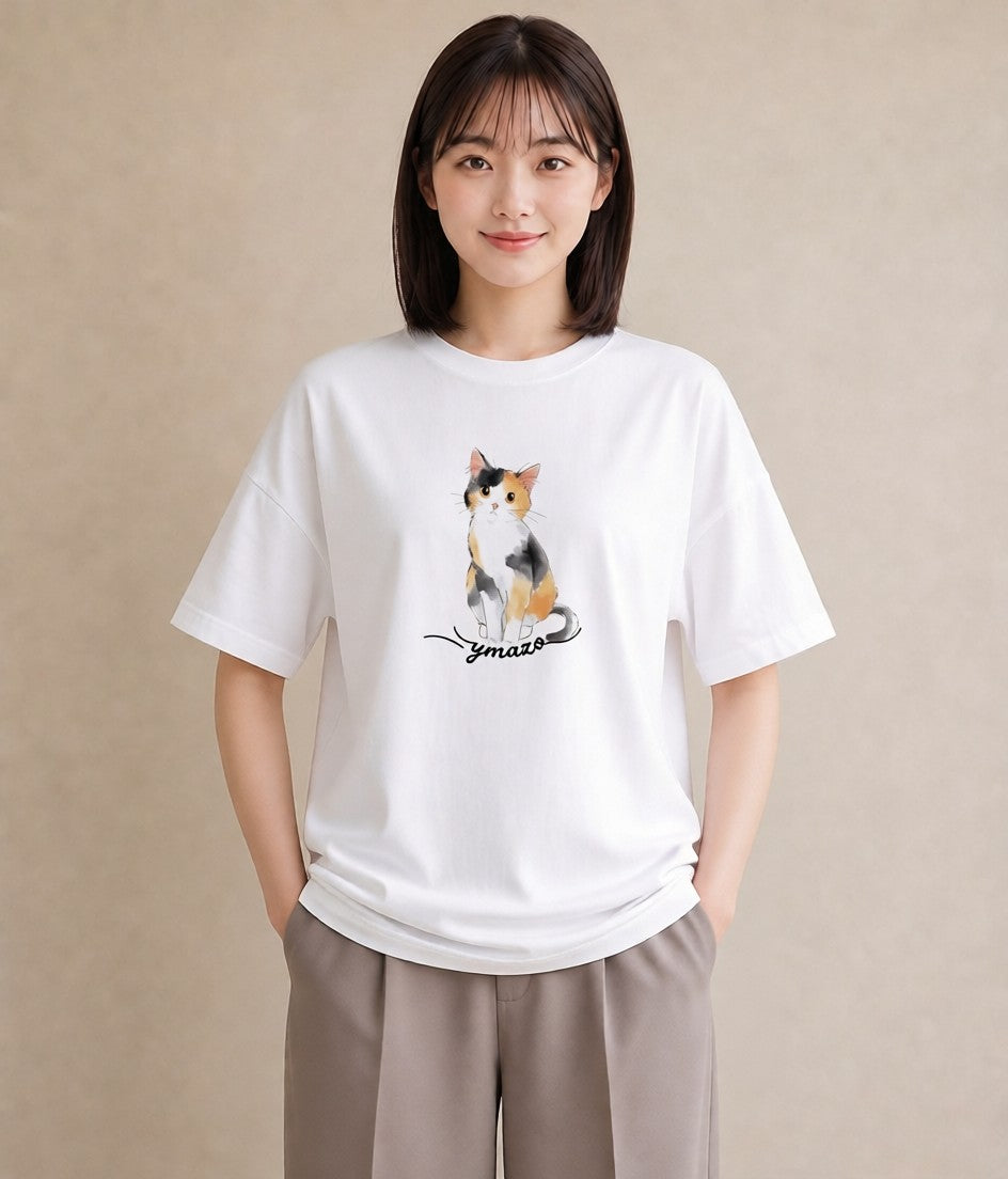グラフィックTシャツ レディース ベンガル 猫 ねこ イラスト ポップ 公園 ママ 白T YMAZO