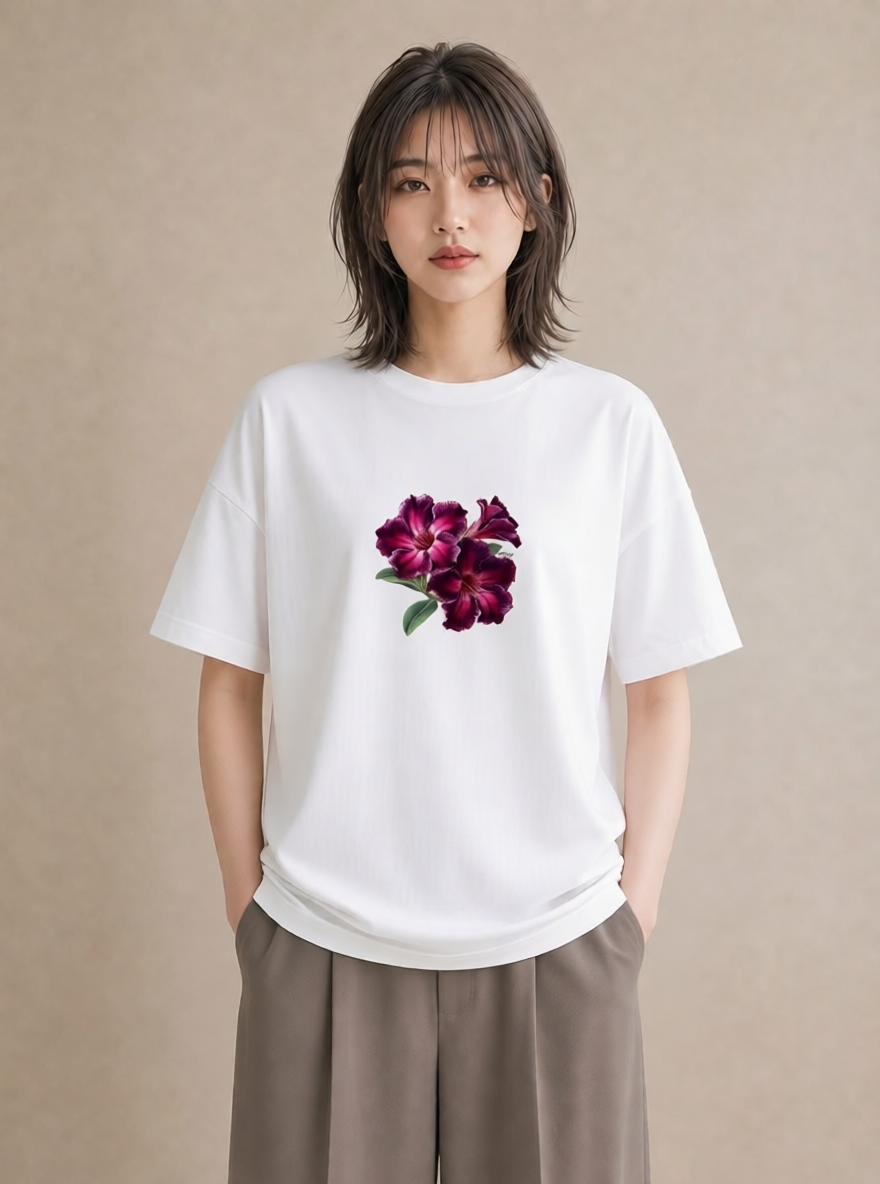 半袖Tシャツ レディース カーネーション 花 花柄 イラスト ラフカジュアル ペアコーデ 秋コーデ 白T YMAZO