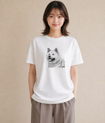 Tシャツ レディース 柴犬 しばいぬ 犬 いぬ イラスト 女性向けギフト 散歩 白T YMAZO