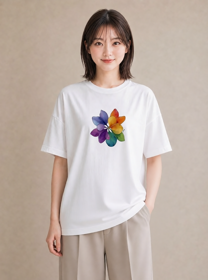 プリントTシャツ レディース クローバー 四つ葉 花 花柄 イラスト ラフカジュアル 帰省 ラフ 白T YMAZO