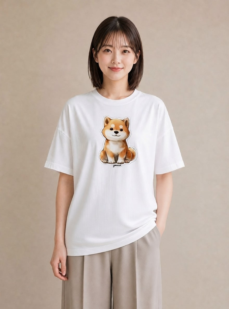 グラフィックTシャツ レディース 子犬 犬 いぬ イラスト お洒落 旅行 母娘コーデ 白T YMAZO
