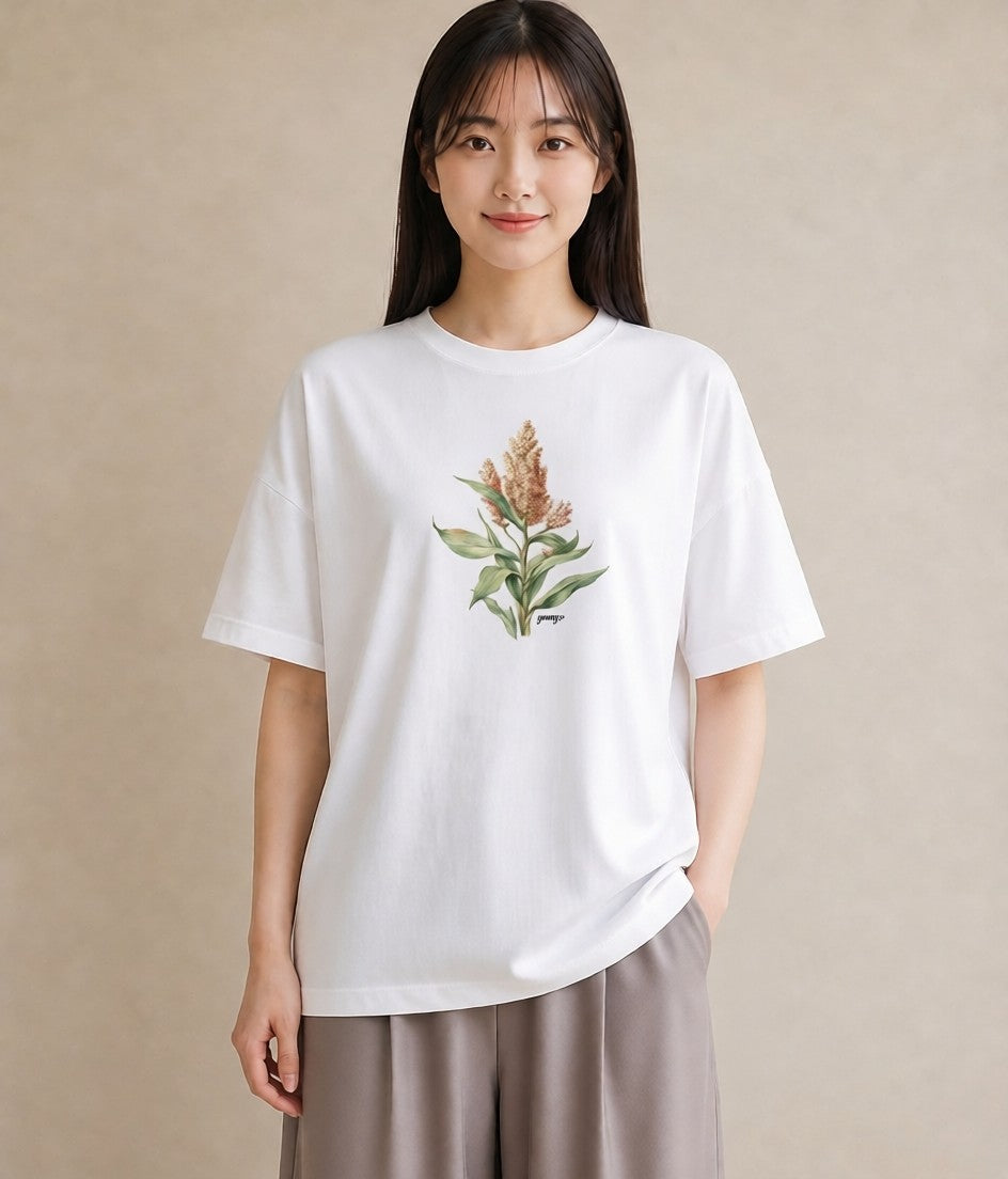 Tシャツ レディース すずらん 花 花柄 イラスト 休日コーデ お出かけ 普段着 白T
