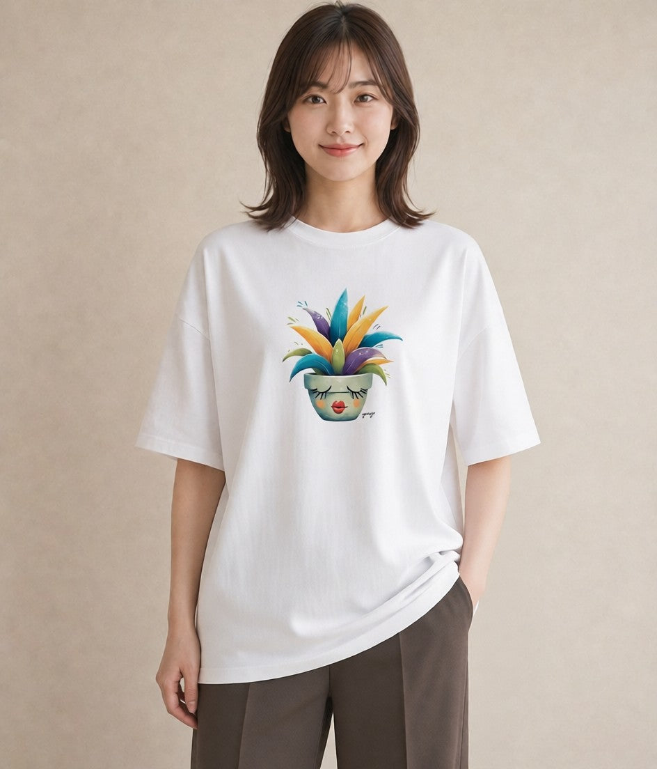 グラフィックTシャツ レディース 多肉植物 植物 ボタニカル イラスト きれいめ 秋コーデ おしゃれギフト 白T YMAZO