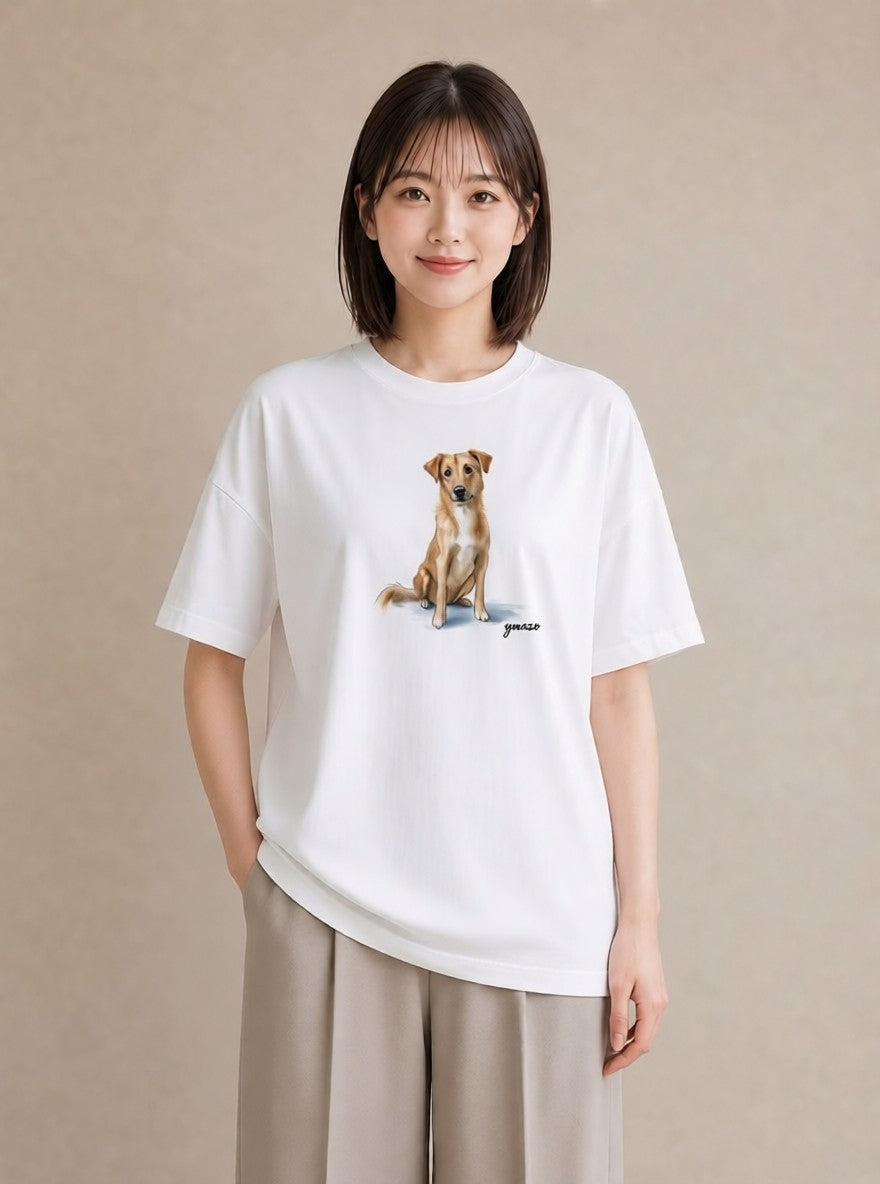 Tシャツ レディース 愛犬 犬 いぬ イラスト レトロ 女性 旅行用 白T YMAZO
