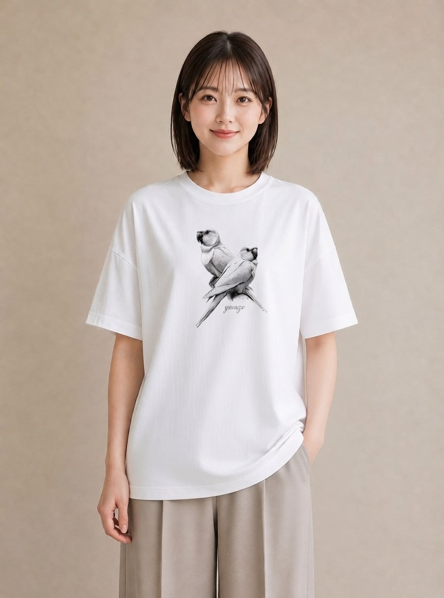 Tシャツ レディース オカメインコ ペット 動物 イラスト きれいめ ギフト 母の日 白T YMAZO