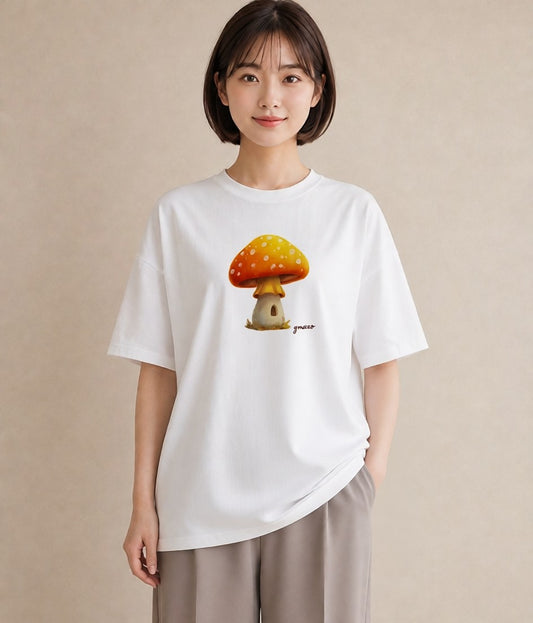 プリントTシャツ レディース きのこ 植物 ボタニカル イラスト クリスマス 旅行 白T YMAZO