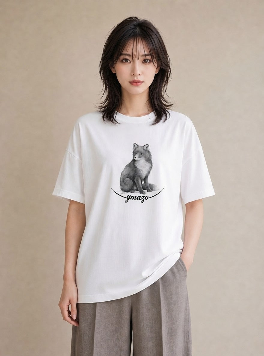デザインTシャツ レディース たぬき 動物 アニマル イラスト 可愛い 部屋着 女性向けギフト 白T YMAZO