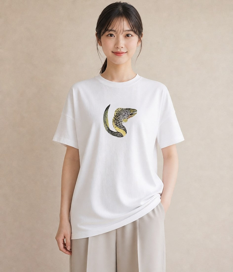 デザインTシャツ レディース チンアナゴ 海の生き物 海 イラスト ゆるかわ 綿100 デート 白T YMAZO