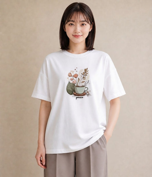 Tシャツ レディース エスプレッソ 食べ物 フード イラスト ヴィンテージ風 敬老の日 ホワイトデー 白T YMAZO