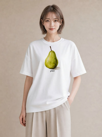 グラフィックTシャツ レディース アボカド 食べ物 フード イラスト シック 公園 ママ 白T YMAZO