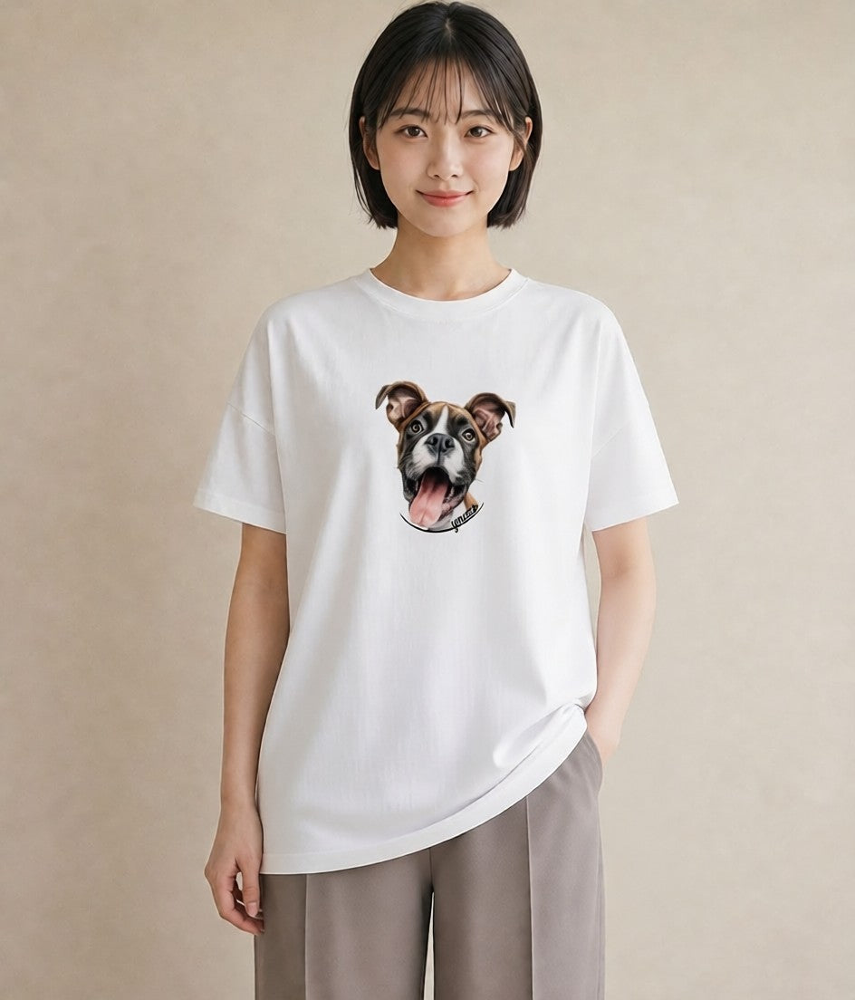 デザインTシャツ レディース 白柴 犬 いぬ イラスト ガーリー ラフ レイヤード 白T YMAZO