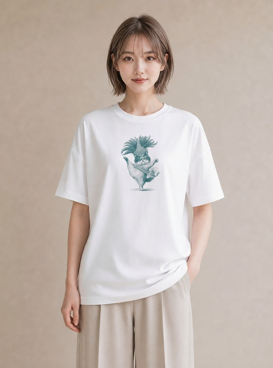 デザインTシャツ レディース エキゾチックショートヘア 猫 ねこ イラスト ポップ 送別ギフト 通勤 白T YMAZO