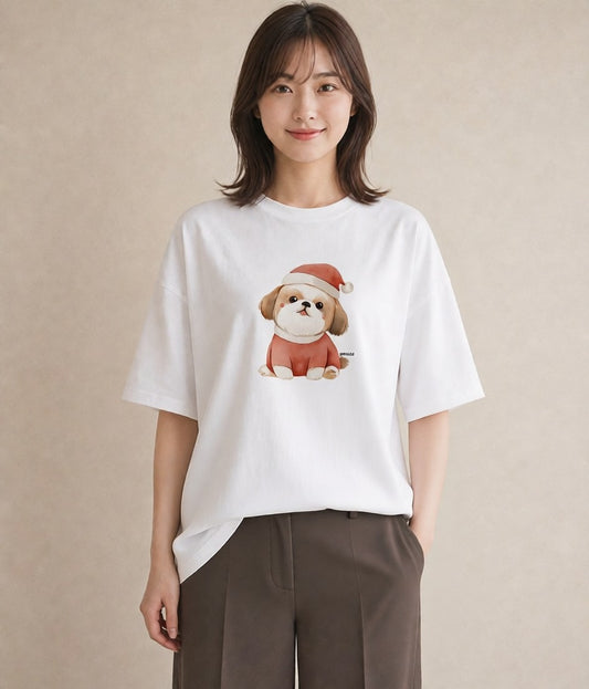 プリントTシャツ レディース 子犬 犬 いぬ イラスト ラフカジュアル デイリーウェア 休日 白T YMAZO