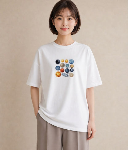 プリントTシャツ レディース 獅子座 星空 宇宙 イラスト ラフカジュアル 散歩 お出かけ 白T YMAZO
