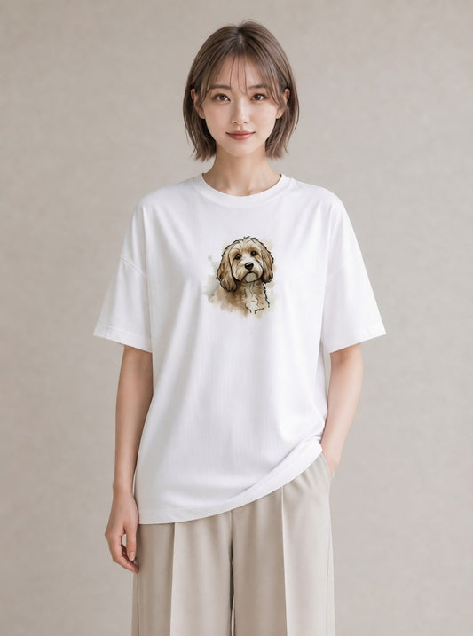 グラフィックTシャツ レディース 愛犬 犬 いぬ イラスト 個性的 親子 20代 白T YMAZO