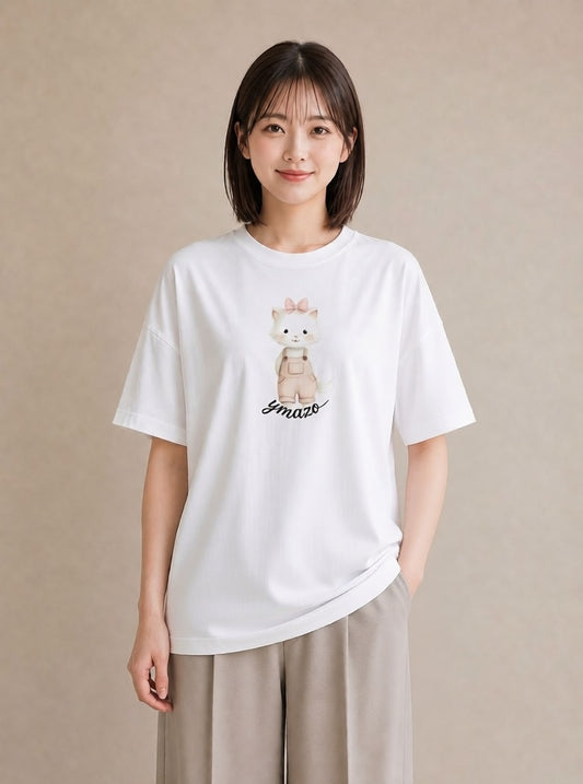 Tシャツ レディース ラグドール 猫 ねこ イラスト モード 夏コーデ 通学 白T YMAZO