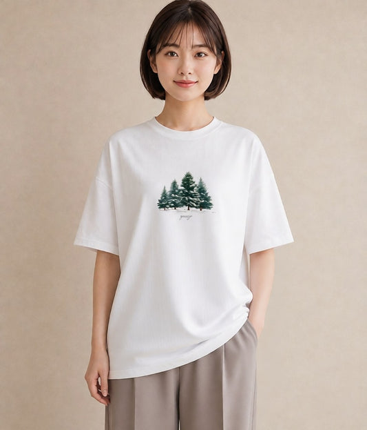 プリントTシャツ レディース 雪 星空 宇宙 イラスト 旅行コーデ 春コーデ 姉妹 白T YMAZO
