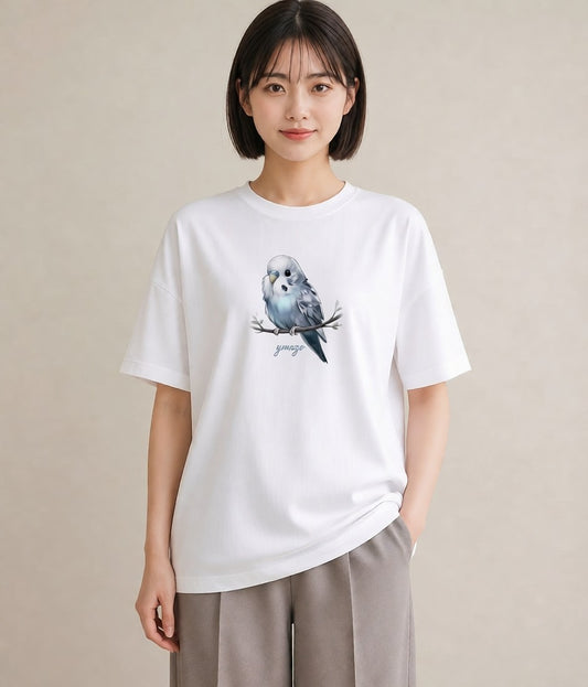 Tシャツ レディース 白文鳥 ペット 動物 イラスト きれいめカジュアル 在宅 公園 白T YMAZO