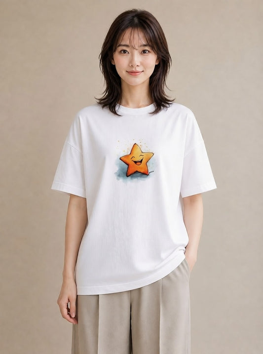 デザインTシャツ レディース 星 星空 宇宙 イラスト シンプル 送別ギフト 通勤 白T YMAZO