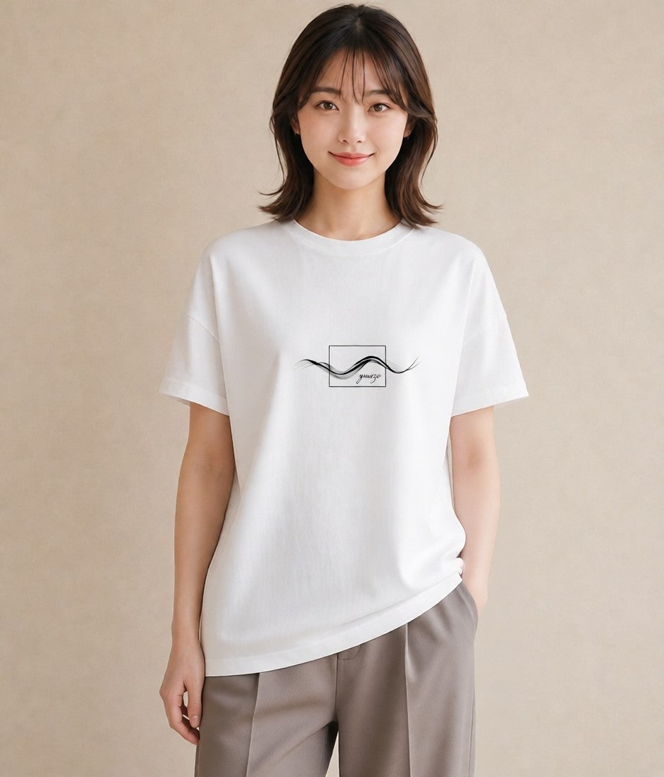 プリントTシャツ レディース 紙の船 水辺 ナチュラル アンティーク イラスト 線画 散歩 お出かけ 白T YMAZO