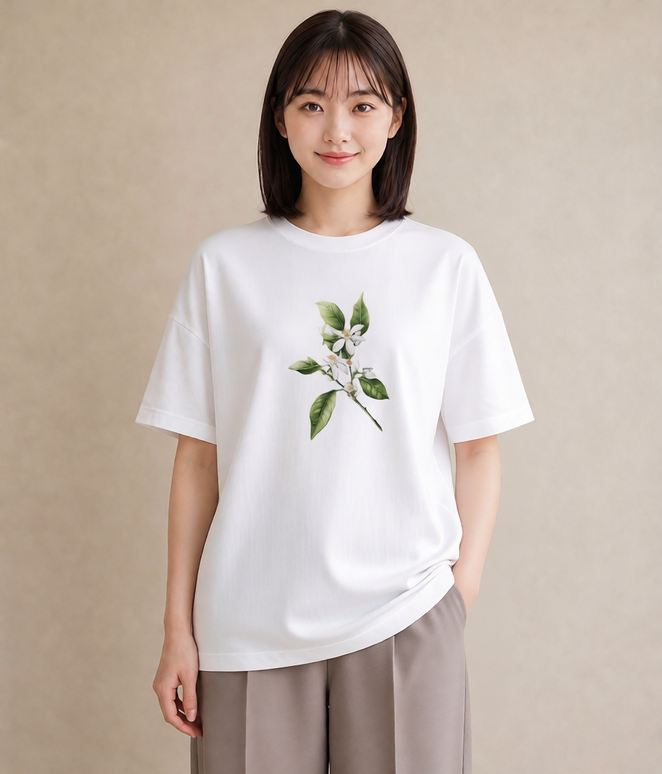 Tシャツ レディース 金木犀 花 花柄 イラスト カジュアル 女性向けギフト 散歩 白T YMAZO