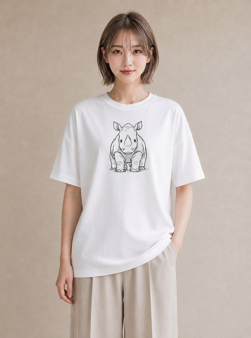 Tシャツ レディース サイ 動物 アニマル イラスト きれいめカジュアル デイリーウェア 休日 白T YMAZO