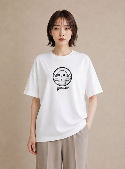 グラフィックTシャツ レディース パールピアス アクセサリー ナチュラル アンティーク イラスト ヴィンテージ風 カフェ服 クリスマス 白T YMAZO