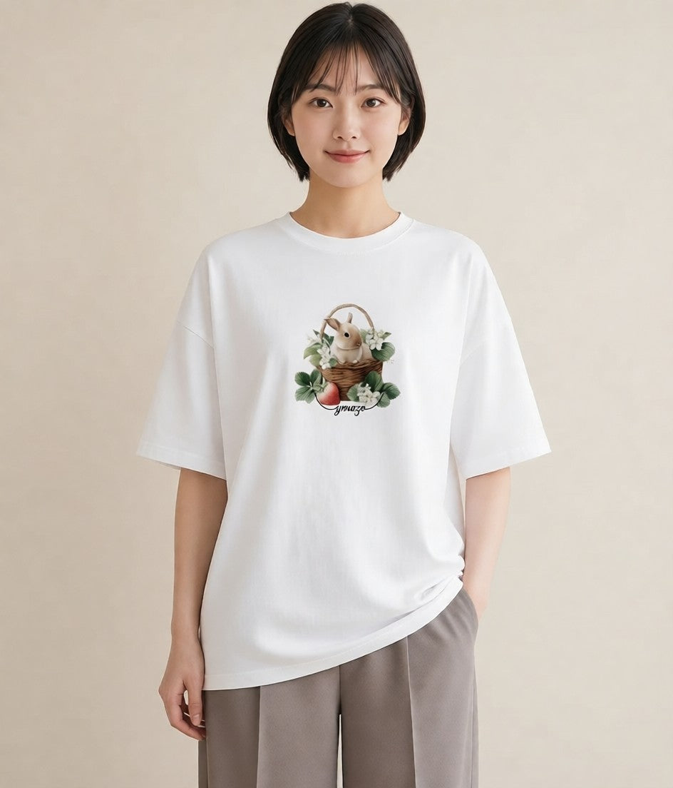 プリントTシャツ レディース ネザーランドドワーフ ペット 動物 イラスト カフェコーデ お揃い 親子 白T YMAZO