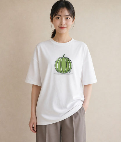 グラフィックTシャツ レディース すいか 食べ物 フード イラスト 可愛い ルームウェア ギフト 白T YMAZO